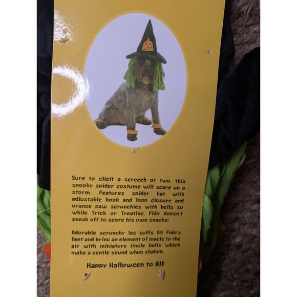 GoDog Witch Halloween Costume Dogs L (over 65 lb) Hat & 4 Paw Scrunchies Bells - Picture 5 of 7
